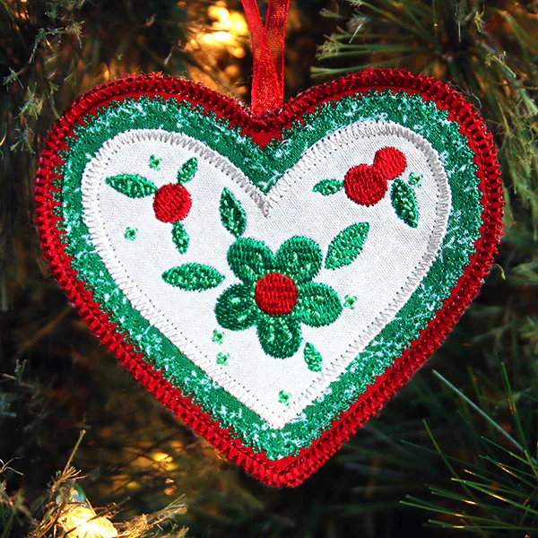Christmas Charm Heart Ornament (In-the-Hoop) - Image 3