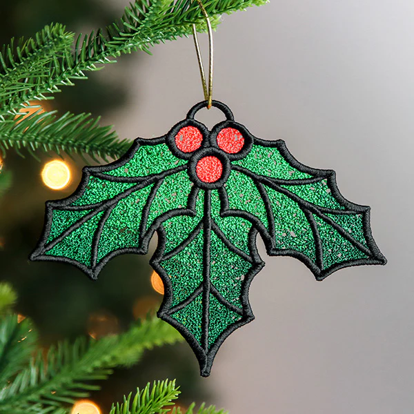 Christmas Charms Ornament - Holly & Berries (Lace) - Image 5