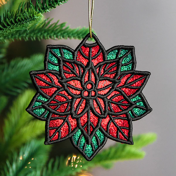 Christmas Charms Ornament - Poinsettia (Lace) - Image 4