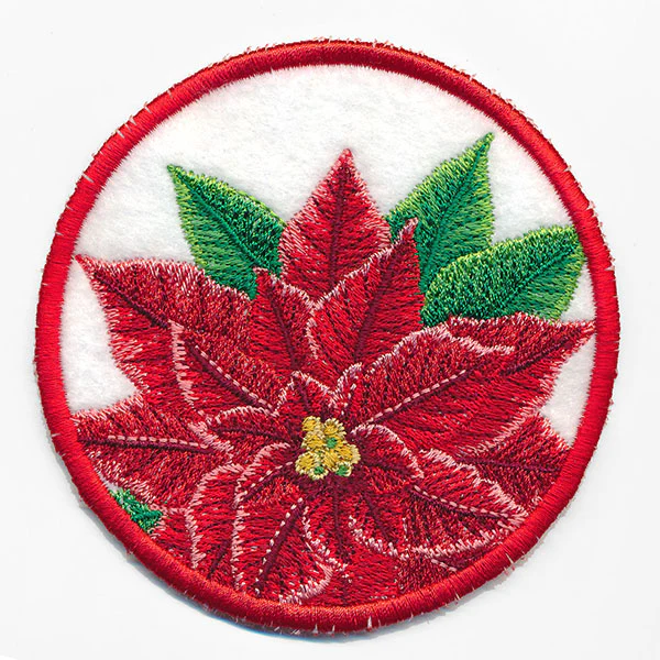 Christmas Cheer Coasters - Poinsettia (In-the-Hoop) - Image 3