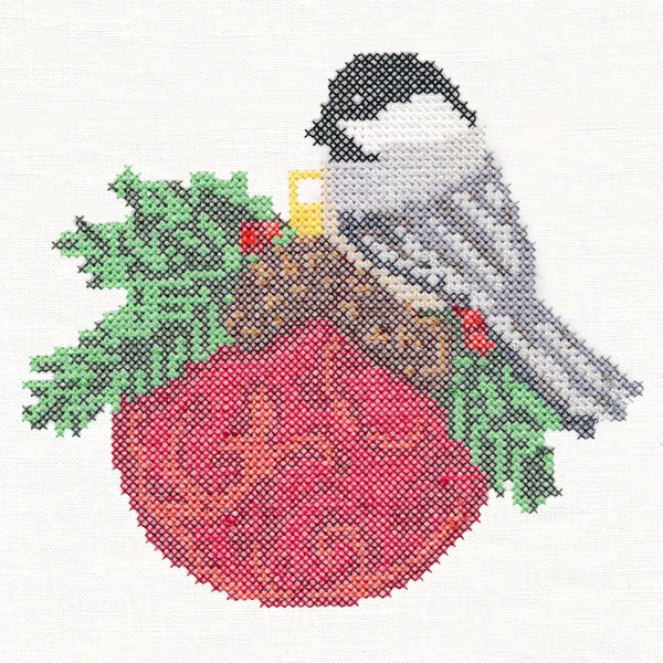 Christmas Chickadee on Ornament (Cross Stitch) - Image 3