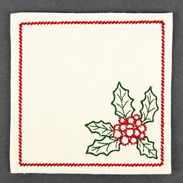 Christmas Coaster - Holly (In-the-Hoop) - Image 3