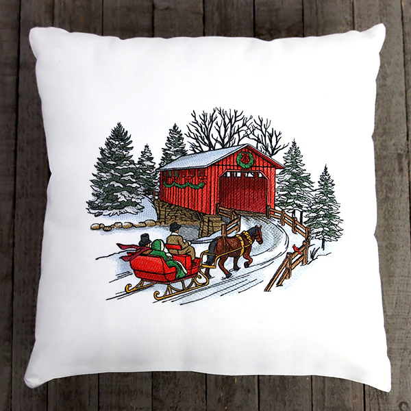 Christmas Covered Bridge Scene - Image 4