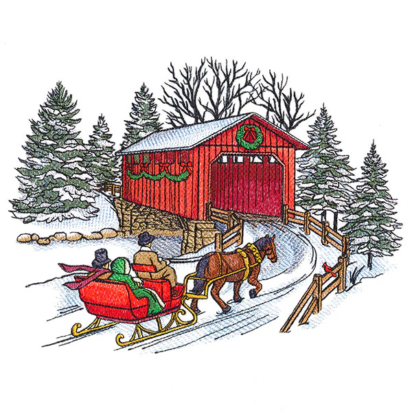 Christmas Covered Bridge Scene - Image 7