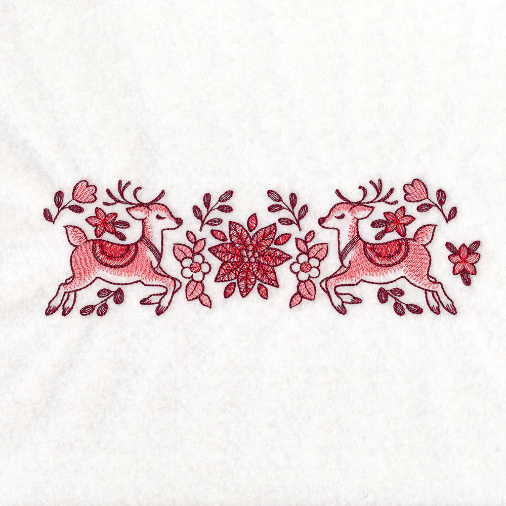 Christmas Delft Poinsettia & Reindeer Border - Image 5