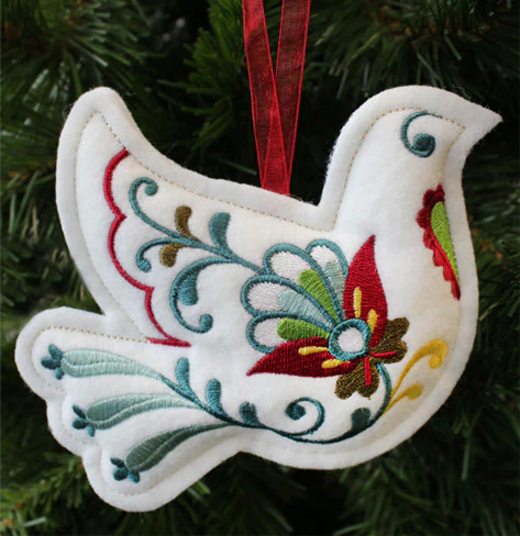 Christmas Dove Ornament (In-the-Hoop) - Image 3