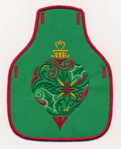 Christmas Filigree Antique Ornament Bottle Apron (In-the-Hoop)