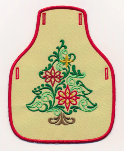 Christmas Filigree Tree Bottle Apron (In-the-Hoop)