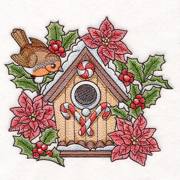Christmas Gingerbread Birdhouse & Robin - Image 2