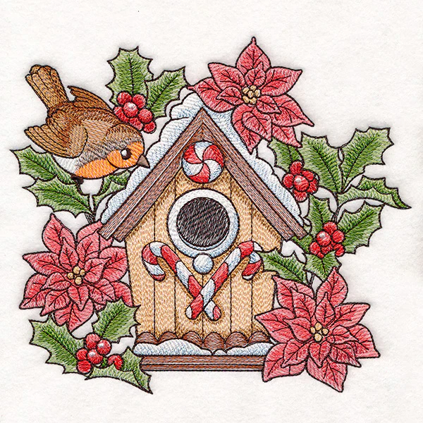 Christmas Gingerbread Birdhouse & Robin - Image 4