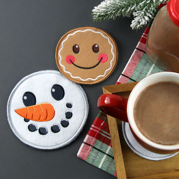 Christmas Gingerbread Face Coaster (In-the-Hoop) - Image 6