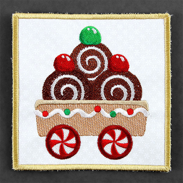 Christmas Gingerbread Train Coaster - Car 2 (In-the-Hoop) - Image 3