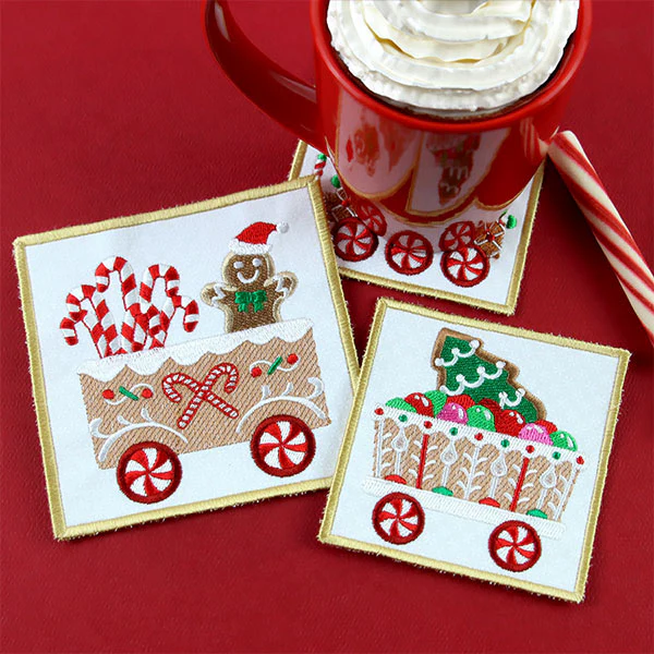 Christmas Gingerbread Train Coaster - Car 3 (In-the-Hoop) - Image 6