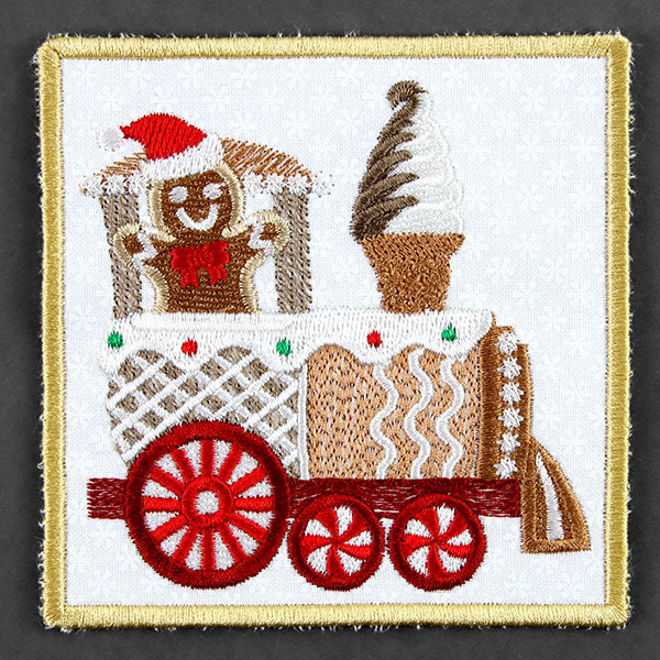 Christmas Gingerbread Train Coaster - Engine (In-the-Hoop) - Image 2