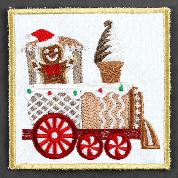 Christmas Gingerbread Train Coaster - Engine (In-the-Hoop) - Image 3