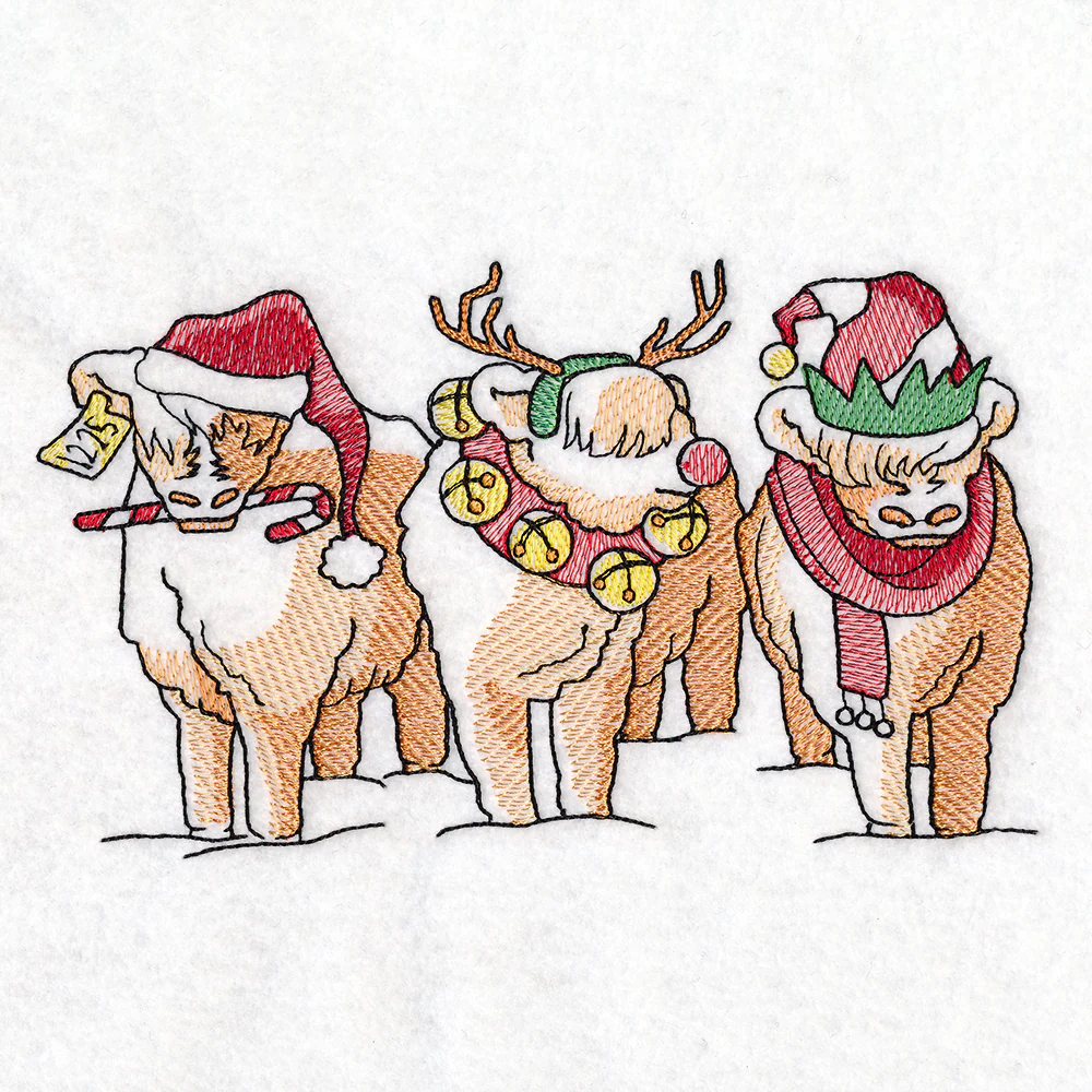 Christmas Highland Cows Trio - Image 3