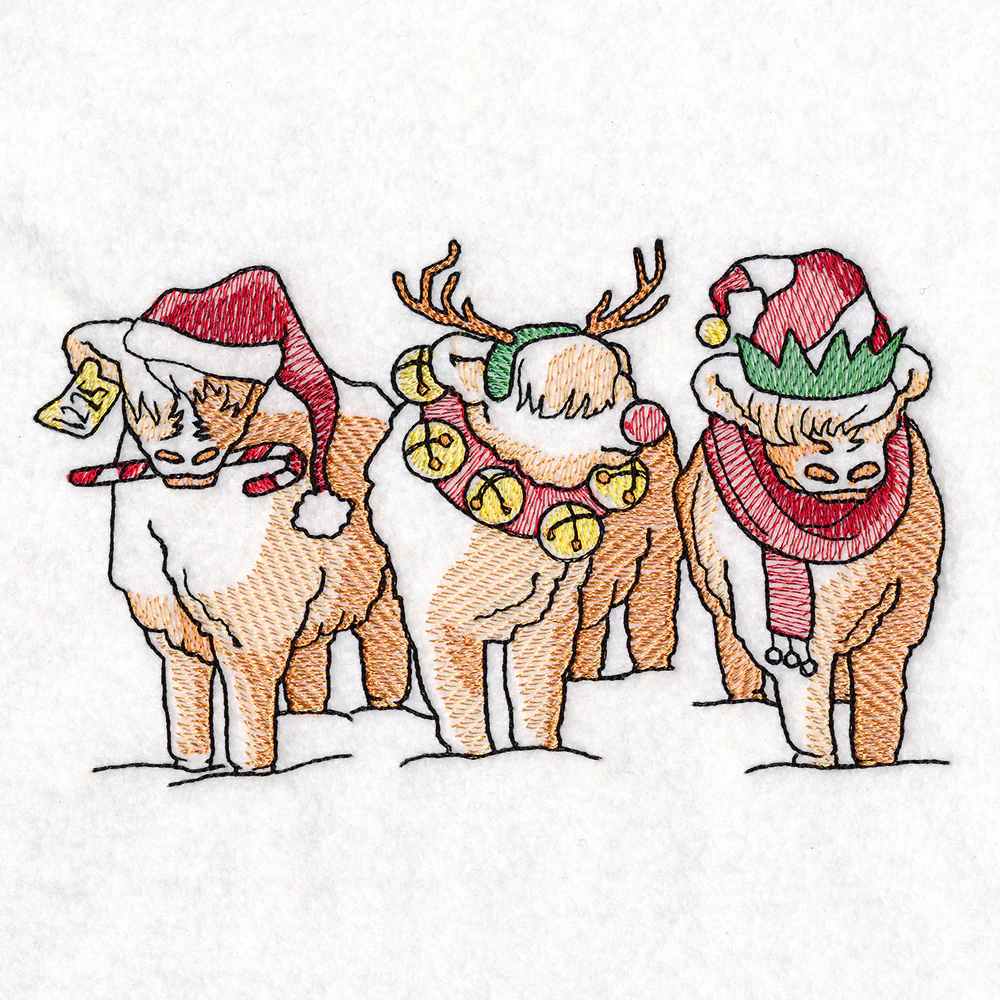 Christmas Highland Cows Trio - Image 4
