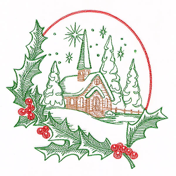 Christmas Holly Church Scene - Image 5