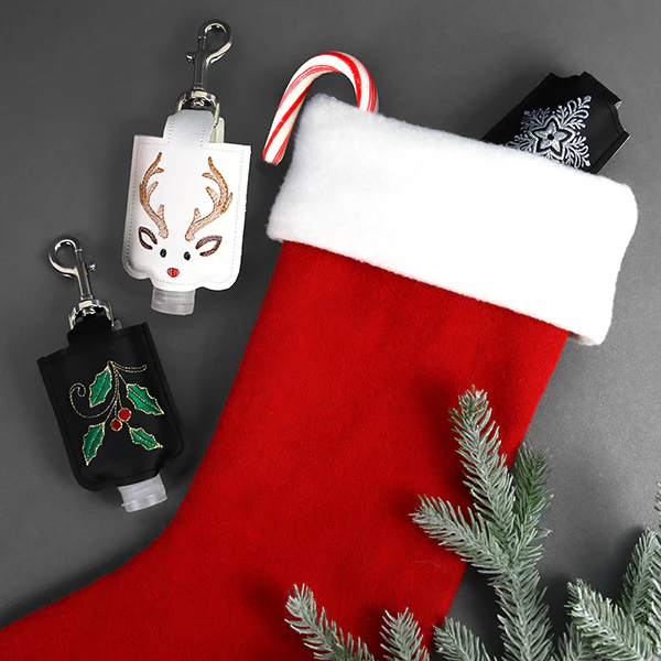 Christmas Holly Hand Sanitizer Keychain (In-the-Hoop) - Image 3