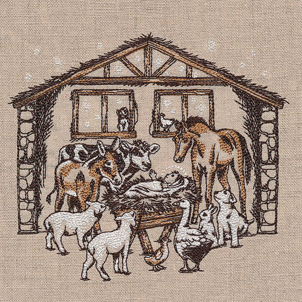 Christmas in the Manger Nativity Scene Etching - Image 3