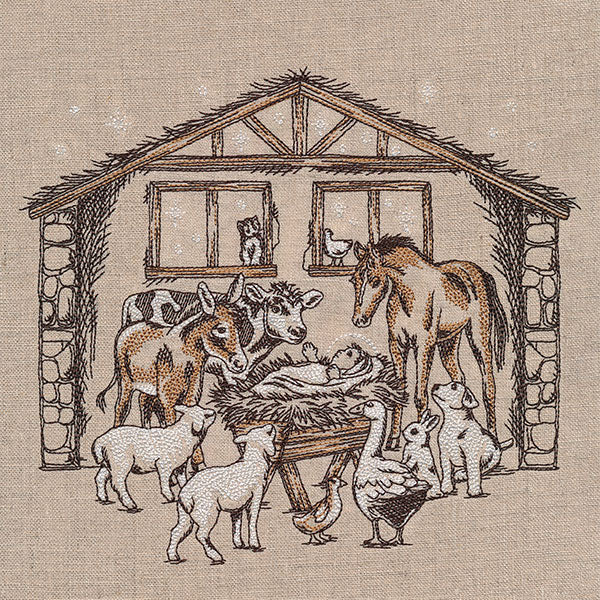 Christmas in the Manger Nativity Scene Etching - Image 4