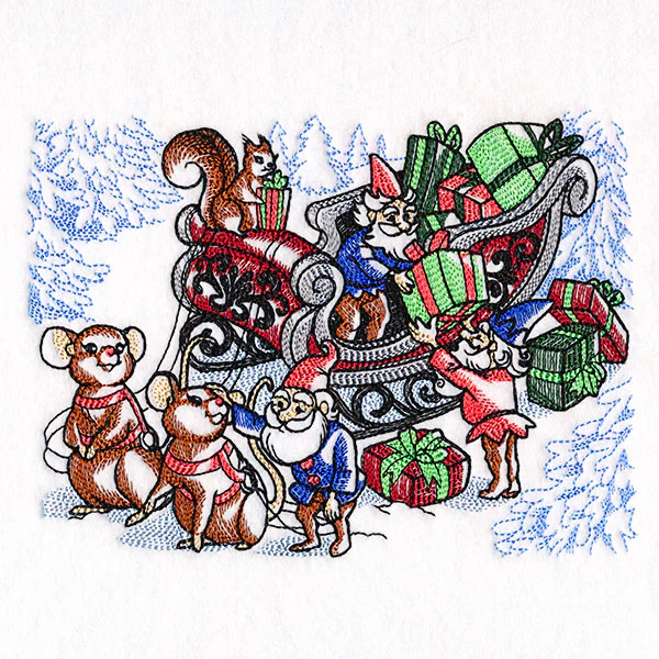 Christmas Mice & Gnomes Sleigh Team Scene - Image 5