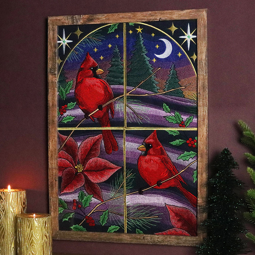 Christmas Night Cardinals Panel Scene - Image 23