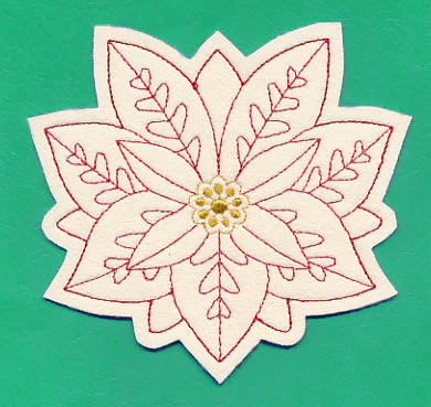 Christmas Poinsettia Coaster (In-the-Hoop)