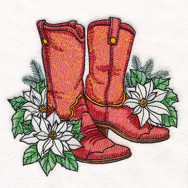 Christmas Poinsettia Cowboy Boots - Image 2