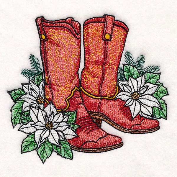 Christmas Poinsettia Cowboy Boots - Image 3