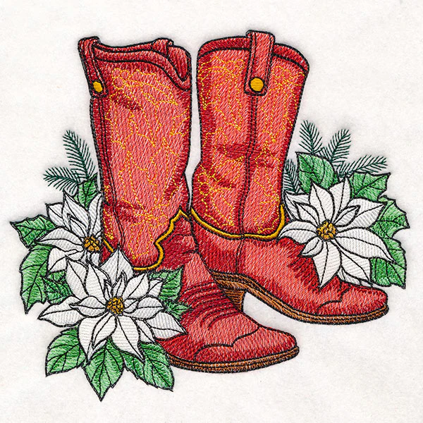 Christmas Poinsettia Cowboy Boots - Image 4