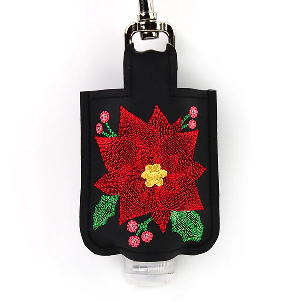 Christmas Poinsettia Hand Sanitizer Keychain (In-the-Hoop)