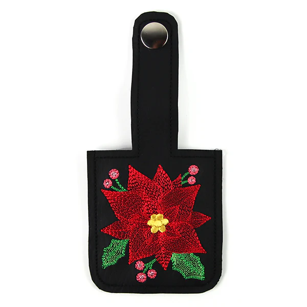 Christmas Poinsettia Hand Sanitizer Keychain (In-the-Hoop) - Image 2