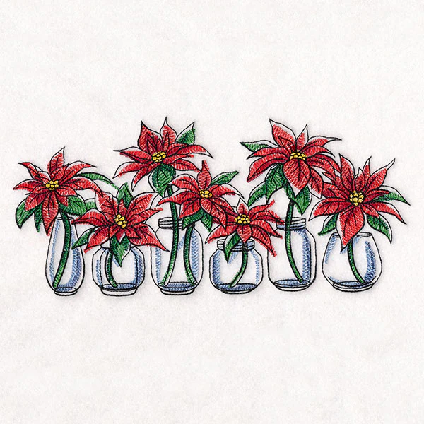 Christmas Poinsettia Jar Bouquets Border - Image 6