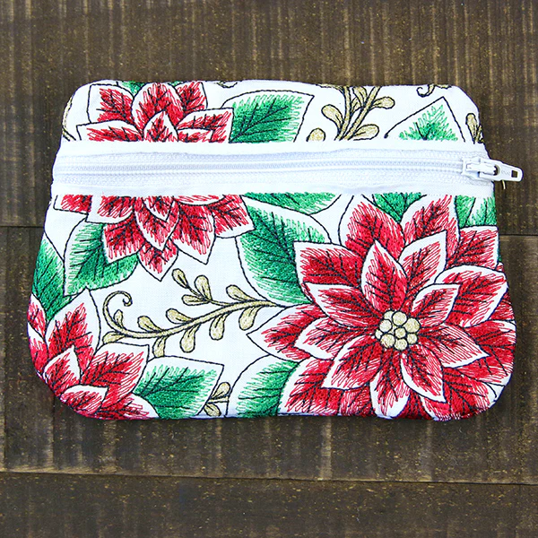 Christmas Poinsettia Zipper Pouch (In-the-Hoop) - Image 5