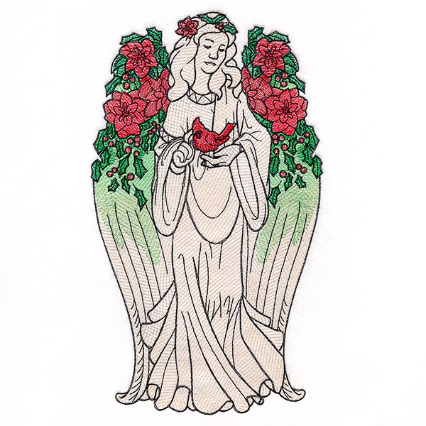 Christmas Poinsettias and Cardinal Angel Statue - Image 5