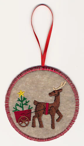 Christmas Reindeer with Cart and Tree Ornament (In-the-Hoop)