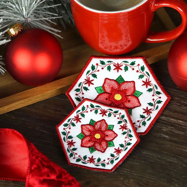 Christmas Rose Coaster (In-the-Hoop) - Image 3