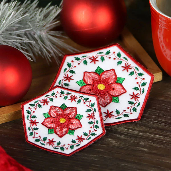Christmas Rose Coaster (In-the-Hoop) - Image 8
