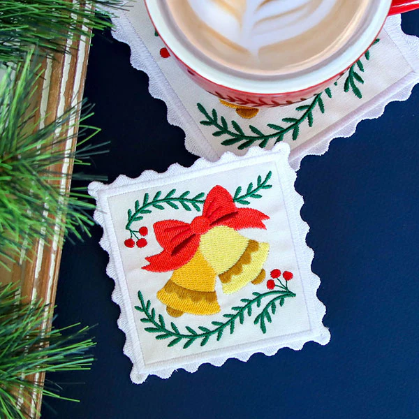 Christmas Stamp Coasters - Bells (In-the-Hoop) - Image 2