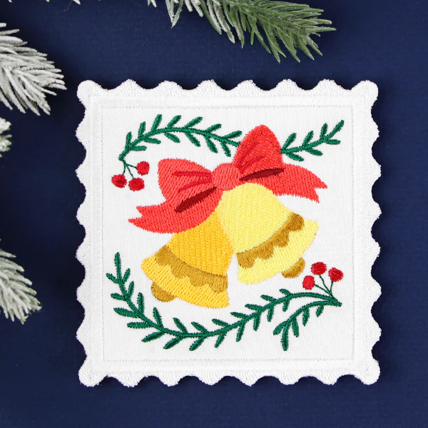 Christmas Stamp Coasters - Bells (In-the-Hoop) - Image 4