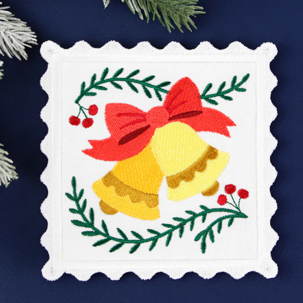 Christmas Stamp Coasters - Bells (In-the-Hoop) - Image 6