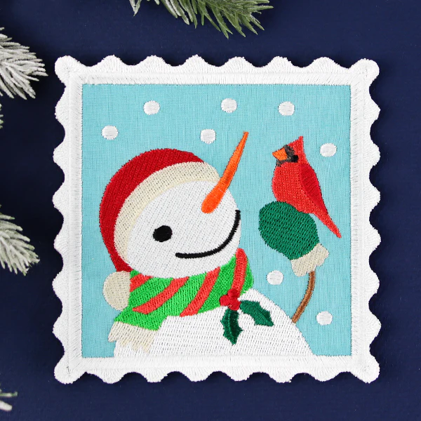 Christmas Stamp Coasters - Snowman (In-the-Hoop) - Image 9