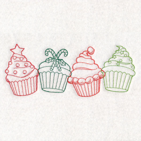 Christmas Treats Border - Cupcakes (Vintage) - Image 2