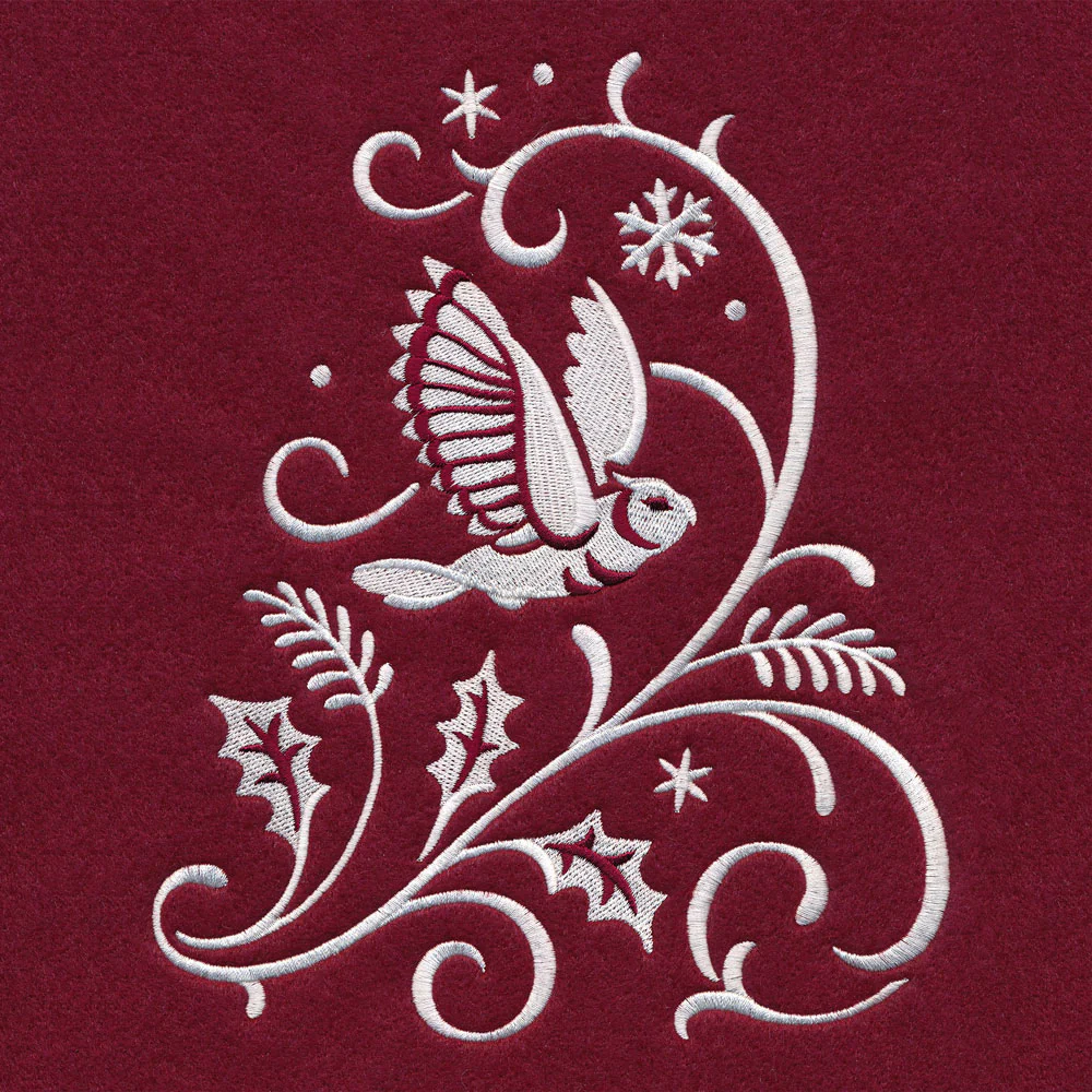 Christmas Tree Skirt - Owl (Whitework) - Image 2