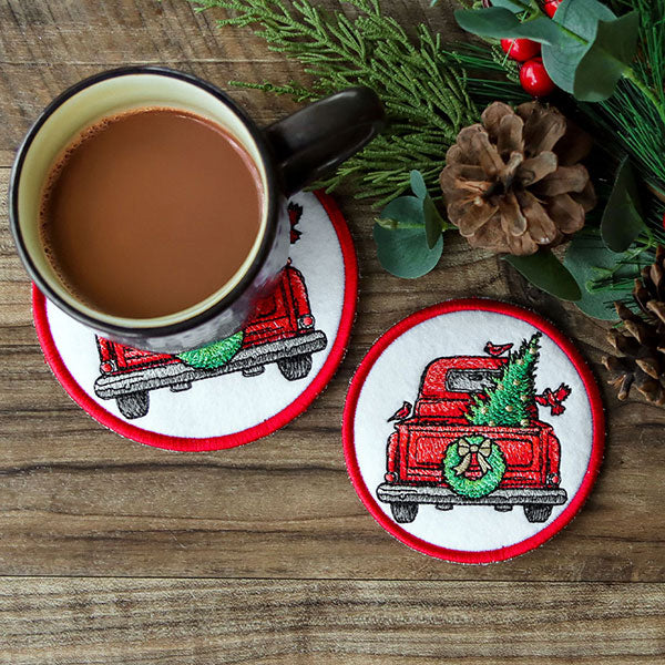 Christmas Trees Retro Truck Coaster (In-the-Hoop) - Image 2