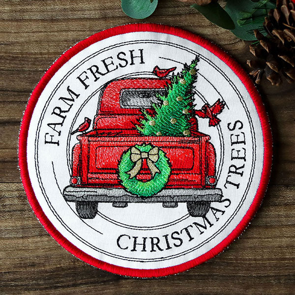 Christmas Trees Retro Truck Stamp Trivet (In-the-Hoop) - Image 9