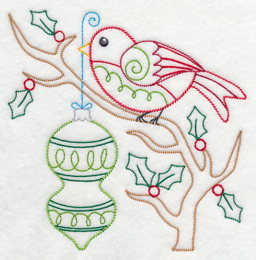 Christmas Whimsy Bird and Bulb 5 (Vintage) - Image 2