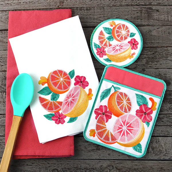 Citrus and Floral Pot Holder (In-the-Hoop) - Image 2