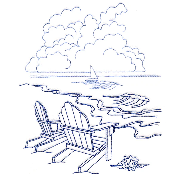 Classic Beach Scene - Adirondack Chairs (Bluework) - Image 2